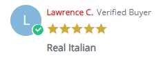 Image of five star review stating "real Italian."